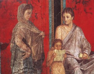Iniciační obřady kultu Dionýsa, freska z Villa Dei Misteri od Roman