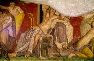 Iniciační obřady Dionýsova kultu, freska z Villa Dei Mysteri od Roman
