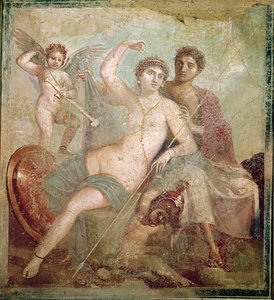 Mars a Venuše z Domu Marse a Venuše (Casa de Marte e Venere) Pompeje (nástěnná malba) od Roman