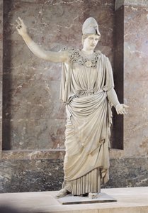 Pallas de Velletri, socha Athény s přilbou, římská kopie řeckého originálu připisovaného Alkamenovi nebo Cresilasovi, kolem 420-10 př. n. l. (mramor) (podrobnosti viz 164612 až 164615)