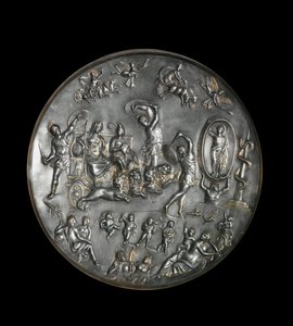Patere de Parabiago, stříbrný rituální pokrm zobrazující triumf Attise (nebo Atyse) a Cybele na voze stříleném lvy, 4. století. Stříbro: Průměr: 40 cm. Archeologické muzeum v Miláně. - Patera z Parabiaga, rituální stříbrný talíř, představující triumf od Roman
