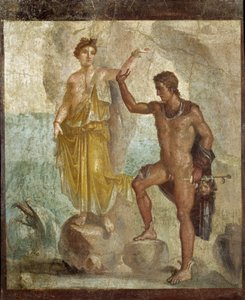 Persee osvobozený Andromede. Freska 98x120 cm. Provenant de la Maison des Dioscures (Dům Dioscurů) v Pompejích. 300 ap JC. Národní archeologické muzeum, Neapol (Musee archeologique de Naples). © Raffael / Leemage od Roman
