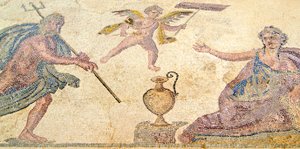 Poseidon a Amymone, Dům Dionysos, Paphos, Kypr (mozaika) od Roman