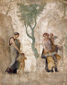 Římské umění: “” Eros potrestán, v přítomnosti Afrodity””” Freska z Pompejí, casa dell