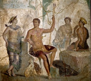 Římské umění: “” Meleagre a Atalante””” Římská freska z 1. století našeho letopočtu. z Pompejí. Neapol, Národní archeologické muzeum – římské umění: Meleager a Atalanta. Římská freska z 1. století našeho letopočtu z Pompejí. Národní archeologické muzeum, N od Roman
