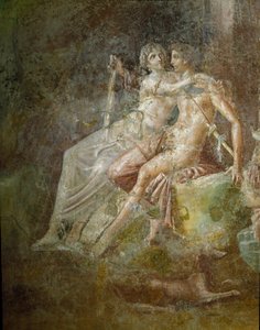Římské umění: “” Venuše a Mars””” Freska z domu kytaristy v Pompejích. 3. styl. Ztlumit. 253x150 cm Museo Archeologico Nazionale, Neapol od Roman