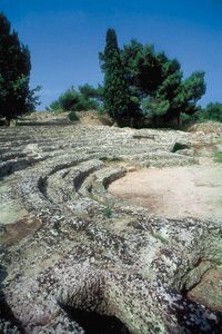 Římské pozůstatky Pollentia, detail amfiteátru, Alcudia, Mallorca, Španělsko od Roman