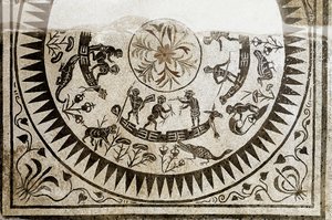 Římské umění: lov a rybaření pygmejů. Mozaika 3. století. Národní římské muzeum (nebo lázní) Řím od Roman