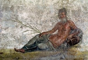 Římské umění: reprezentace boha River. Detail fresky z domu Vestales v Pompejích. 1. století našeho letopočtu. Paříž, muzeum Louvre od Roman