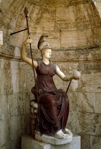 Římské umění: „“bohyně Řím zvedající vesmír v ruce““ Socha z 1. století našeho letopočtu. Řím, Campidoglio od Roman