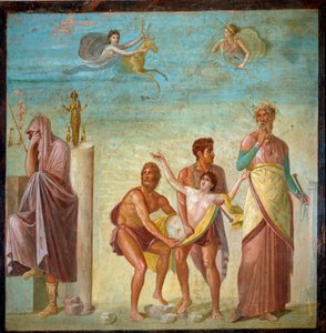 Římské umění: “”oběť Ifigenie””” Freska z Pompejí, domova tragického básníka. 1. století našeho letopočtu. Neapol Museo Archeologico Nazionale - římské umění: oběť Ifigenie. Freska z Domu tragického básníka v Pompejích. 1. století našeho letopočtu. národa od Roman