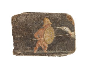 Fragment římské nástěnné malby, cca 1.-2. století (freska) od Roman