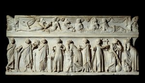 Sarcophagus des Muses: reprezentace múz umění a dopisů. Mramorová socha. 150 našeho letopočtu. Paříž, muzeum Louvre. od Roman