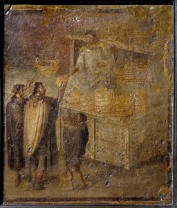 Scéna zobrazující pekaře prodávajícího chleba. (Freska, 1. století) od Roman