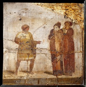 Divadelní scéna. Freska z místa Pompeje od Roman