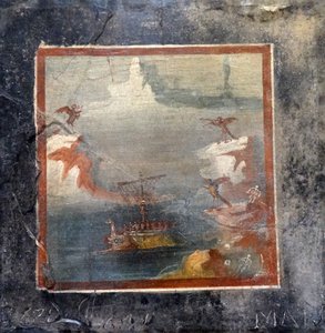 Ulysses odolává písním sirén (freska) od Roman