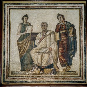 Vergilius (Virgilio) a dvě múzy (Clio a Melpomene) - začátek 3. stol od Roman