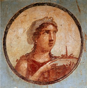 Mladá dívka s miskou jídla (freska od Roman