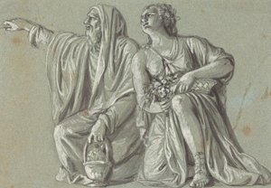 Dvě klečící postavy s oběťmi od Roman 18th Century
