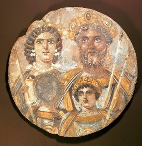 Tondo: Panel z rodiny Septimia Severuse, cca 200 nl tempera na dřevě
