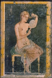 Žena se zrcadlem, 1. H. 1. stol. INZERÁT. od Roman Pompeian wall painting.