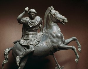 Alexandr Veliký (356-323 př. n. l.) na koni Kůň by byl Bucephale. Bronzová socha podle originálu Lysippe ze Sicyone (395-305 př.nl) Neapol, Museo Archeologico Nazionale