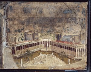 Muinainen roomalainen fresko arkkitehtonisilla teemoilla Pompejista od Roman Roman