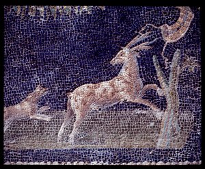Detail nástěnné mozaiky nymfea casa di Nettuno e Anfitrite, 5. století př. n. l. - 1. století našeho letopočtu od Roman Roman