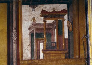 Fantastické architektury, freska z oecus v Domě Vettii, Pompeje (Seznam světového dědictví UNESCO od Roman Roman