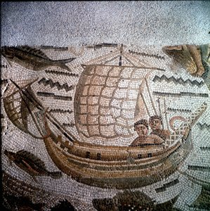 Rybářská scéna v Mosaic v Hippo, Alžírsko. od Roman Roman