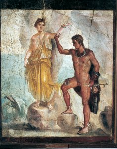 Freska zobrazující Persea a Andromedu z Itálie, Kampánie, Pompeje, malba na omítce, 55-79 n.l. od Roman Roman