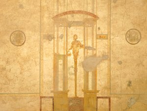 Freska zobrazující karyatidu, z Domu milenců, Pompeje, Kampánie, římská civilizace od Roman Roman
