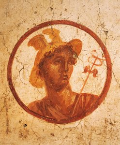 Freska zobrazující portrét muže na bílém pozadí, House of Ancient Hunt, Pompeje, Kampánie, římská civilizace od Roman Roman