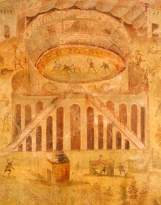 Freska zobrazující hádku mezi Pompejci a Nocerini v amfiteátru, z Pompejí, Kampánie, římské civilizace od Roman Roman