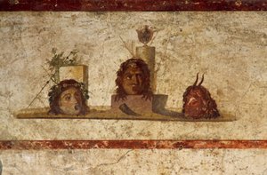Kolmea päätä kuvaava fresko, Caius Julius Polybiuksen talo, Pompeji (UNESCOn maailmanperintöluettelo) od Roman Roman