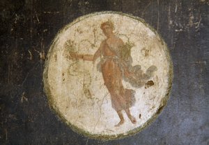Freska s medailonem, pravé křídlo v House of Vettii, Pompeje (Seznam světového dědictví UNESCO od Roman Roman