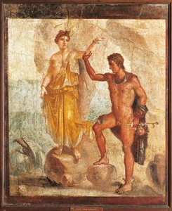 Itálie, Kampánie, Pompeje, Perseus osvobozující Andromedu z Domu pěti kostlivců, freska od Roman Roman