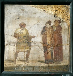 Itálie, Kampánie, Pompeje, Divadelní scéna, freska od Roman Roman