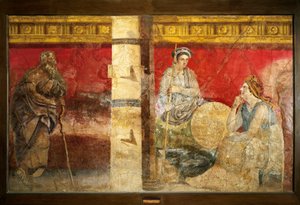 Macedoinská královská rodina a filozof. Freska 325x199 cm. Z Boscoreale nedaleko Neapole. Museo nazionale archeologico, Napoli (Archeologické muzeum v Neapoli) od Roman Roman