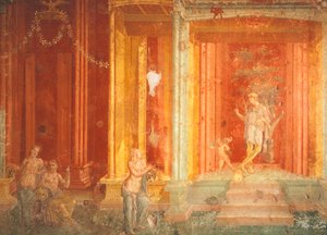 Nástěnná malba zobrazující Ifigenie v Býku, dům Pinarius Cerialis, Pompeje, Kampánie, Itálie od Roman Roman