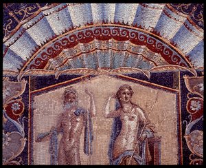 Neptun a Amfitrit. Detail nástěnné mozaiky z triklinia casa di Nettuno e Anfitrite, 5. století př. n. l. - 1. století našeho letopočtu od Roman Roman