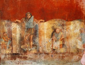 Villan valmistusta kuvaava pilarifresko Pompejista, Fullonica of Veranio Ipseo od Roman Roman