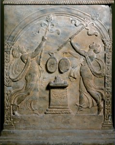 Římské umění: pohřební oltář představující dvě tančící menády. Nízká úleva. Řím, Museo Nazionale Romano od Roman Roman