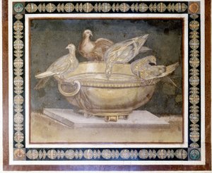 Římská mozaika představující 4 holubice. od Roman Roman