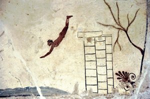 Římská nástěnná malba hrobky zvané potápěč (tuffatore). od Roman Roman