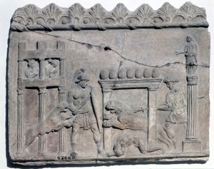 Lov v arénách. Dolní reliéf z římského epotu.Museo Nazionale Romano od Roman Roman