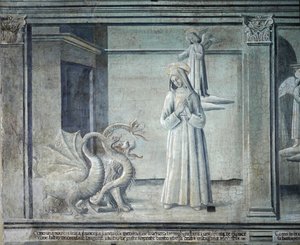 Život Saint Francoise Romaine, pronásledovaný démony v podobě monster, z římské školy