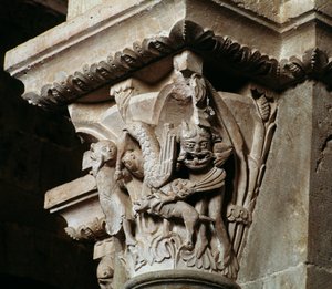 Únos Ganymeda (vyřezaný kapitál) od Romanesque