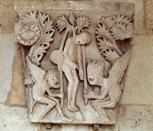 Pověšení Jidáše (vyřezávané hlavní město) od Romanesque