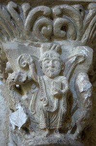 Románské umění: detail hlavního města kostela Saint Blaise, Lacommande (Atlantické Pyreneje) od Romanesque